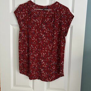 41 Hawthorn blouse. Cranberry, Navy White. Size Medium.
